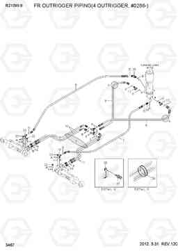 3467 FR OUTRIGGER PIPING(4 OUTRIGGER, #0286-) R210W-9, Hyundai