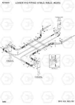3480 LOWER HYD PIPING 1(F/BLD, R/BLD, -#0285) R210W-9, Hyundai