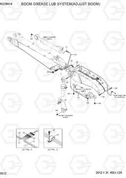 3512 BOOM GREASE LUB SYSTEM(ADJUST BOOM) R210W-9, Hyundai