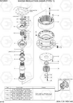 4110 SWING REDUCTION GEAR (TYPE 1) R210W-9, Hyundai