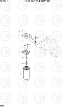 9140 FUEL FILTER LOCATION R210W-9, Hyundai