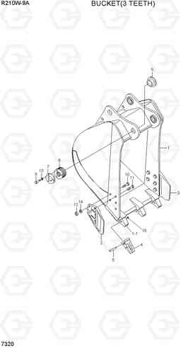 7320 BUCKET(3 TEETH) R210W-9A, Hyundai