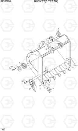 7330 BUCKET(6 TEETH) R210W-9A, Hyundai