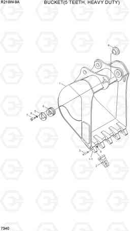 7340 BUCKET(5 TEETH, HEAVY DUTY) R210W-9A, Hyundai