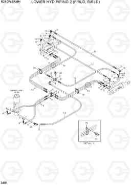 3481 LOWER HYD PIPING 2 (F/BLD, R/BLD) R210W9AMH, Hyundai