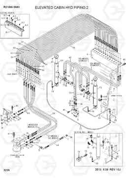 3226 ELEVATED CABIN HYD PIPING 2 R210W9-MH, Hyundai