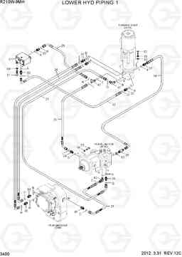 3400 LOWER HYD PIPING 1(-#0003) R210W9-MH, Hyundai