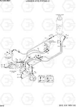 3410 LOWER HYD PIPING 2(-#0003) R210W9-MH, Hyundai