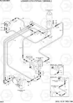 3421 LOWER HYD PIPING 1(#0004-) R210W9-MH, Hyundai