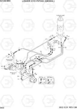 3422 LOWER HYD PIPING 2(#0004-) R210W9-MH, Hyundai