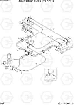 3460 REAR DOZER BLADE HYD PIPING(-#0003) R210W9-MH, Hyundai