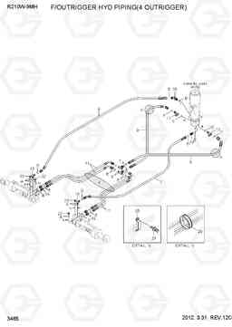 3465 FR OUTRIGGER PIPING(4 OUTRIGGER, -#0003) R210W9-MH, Hyundai