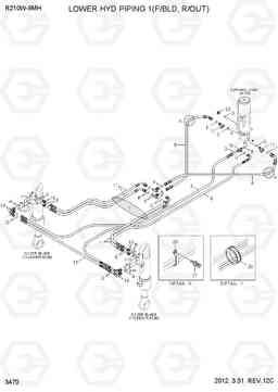 3470 LOWER HYD PIPING 1(F/BLD, R/OUT, -#0003) R210W9-MH, Hyundai