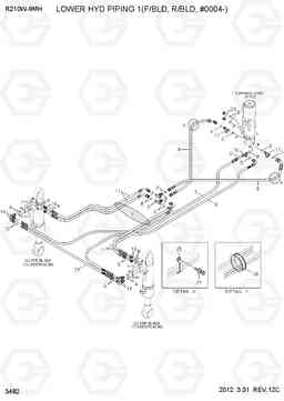 3482 LOWER HYD PIPING 1(F/BLD, R/BLD, #0004-) R210W9-MH, Hyundai