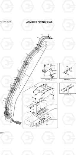 3617 ARM HYD PIPING(4.5M) R210W9-MH, Hyundai