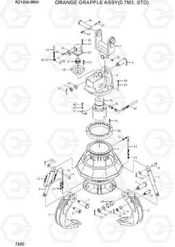 7400 ORANGE GRAPPLE ASSY(0.7M3, STD) R210W9-MH, Hyundai