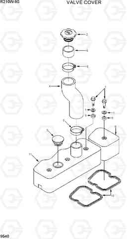 9540 VALVE COVER R210W-9S, Hyundai