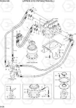 3120 UPPER HYD PIPING(TRAVEL) R220LC-9A, Hyundai