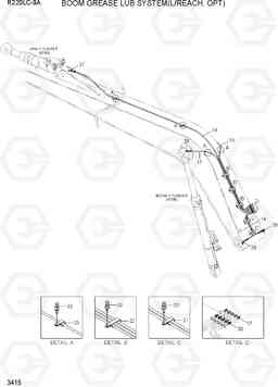 3415 BOOM GREASE LUB SYSTEM(L/REACH, OPT) R220LC-9A, Hyundai