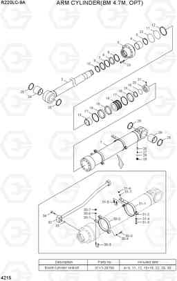 4215 ARM CYLINDER(BM 4.7M, OPT) R220LC-9A, Hyundai