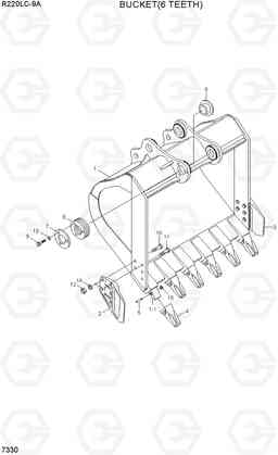 7330 BUCKET(6 TEETH) R220LC-9A, Hyundai