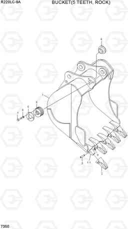 7350 BUCKET(5 TEETH, ROCK) R220LC-9A, Hyundai