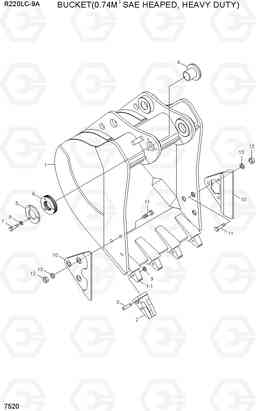 7520 BUCKET(0.74M3 SAE HEAPED, HEAVY DUTY) R220LC-9A, Hyundai