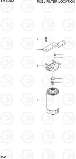 9140 FUEL FILTER LOCATION R235LCR-9, Hyundai