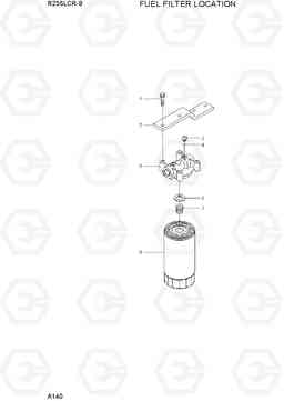 A140 FUEL FILTER LOCATION R235LCR-9, Hyundai