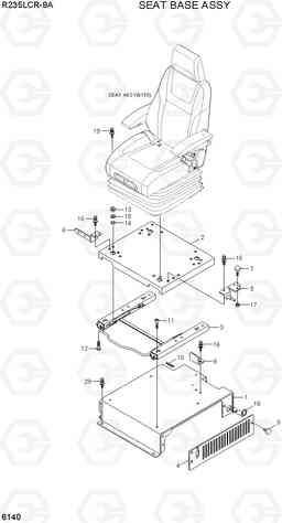 6140 SEAT BASE ASSY R235LCR-9A, Hyundai