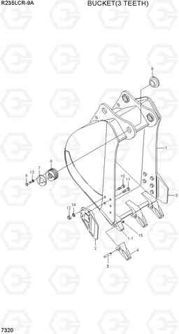 7320 BUCKET(3 TEETH) R235LCR-9A, Hyundai