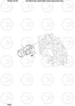 9540 STARTING MOTOR AND MOUNTING R235LCR-9A, Hyundai