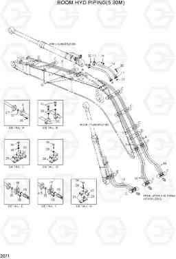 2071 BOOM HYD PIPING(5.30M) R250LC-3, Hyundai