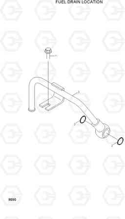 8090 FUEL DRAIN LOCATION R250LC-3, Hyundai