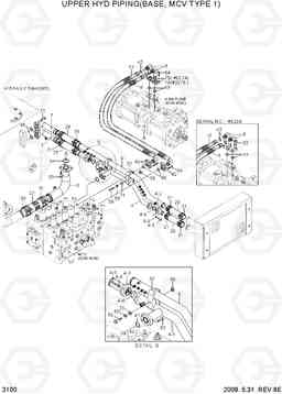 3100 UPPER HYD PIPING(BASE, MCV TYPE 1) R250LC-7, Hyundai