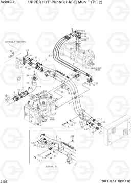 3105 UPPER HYD PIPING(BASE, MCV TYPE 2) R250LC-7, Hyundai