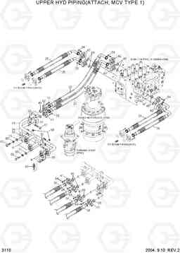 3110 UPPER HYD PIPING(ATTACH, MCV TYPE 1) R250LC-7, Hyundai