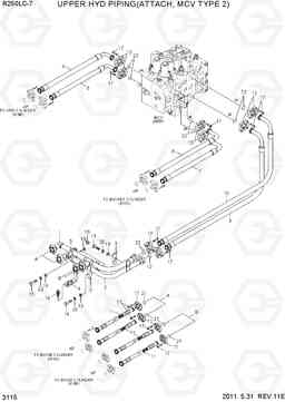 3115 UPPER HYD PIPING(ATTACH, MCV TYPE 2) R250LC-7, Hyundai