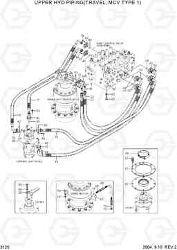 3120 UPPER HYD PIPING(TRAVEL, MCV TYPE 1) R250LC-7, Hyundai