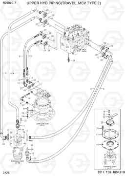 3125 UPPER HYD PIPING(TRAVEL, MCV TYPE 2) R250LC-7, Hyundai