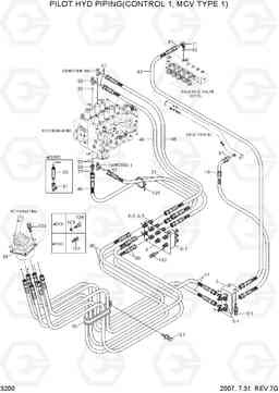 3200 PILOT HYD PIPING(CONTROL 1, MCV TYPE 1) R250LC-7, Hyundai