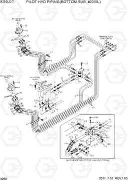 3260 PILOT HYD PIPING(BOTTOM SUB, #2359-) R250LC-7, Hyundai