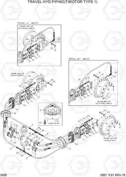 3300 TRAVEL HYDRAULIC PIPING(T/MOTOR TYPE 1) R250LC-7, Hyundai