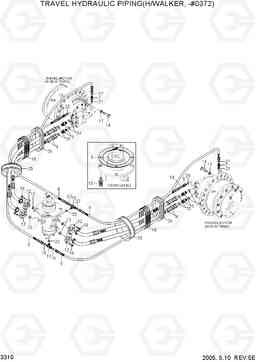 3310 TRAVEL HYDRAULIC PIPING(H/WALKER,-#0372) R250LC-7, Hyundai