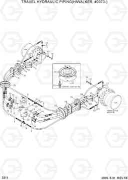 3311 TRAVEL HYDRAULIC PIPING(H/WALKER,#0373-) R250LC-7, Hyundai