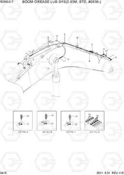 3415 BOOM GREASE LUB SYS(5.85M, STD, #0936-) R250LC-7, Hyundai