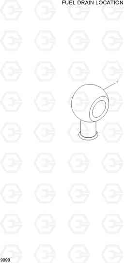 9090 FUEL DRAIN LOCATION R250LC-7, Hyundai