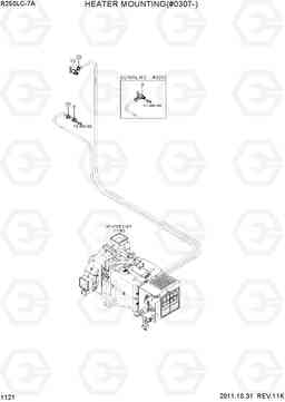 1121 HEATER MOUNTING(#0307-) R250LC-7A, Hyundai