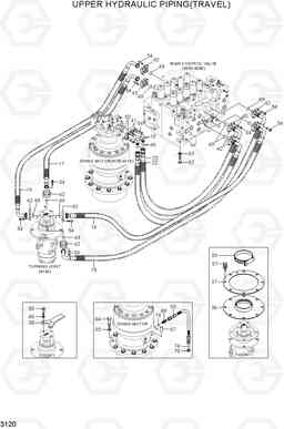 3120 UPPER HYDRAULIC PIPING(TRAVEL) R250LC-7A, Hyundai