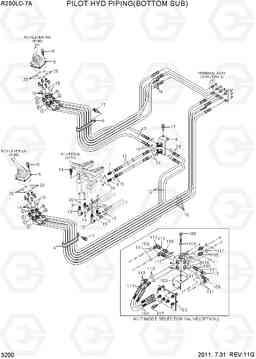 3200 PILOT HYD PIPING(BOTTOM SUB) R250LC-7A, Hyundai